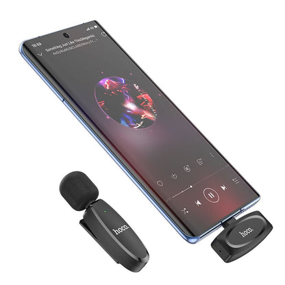 Lavalier Bluetooth HOCO L15, USB-C, preto