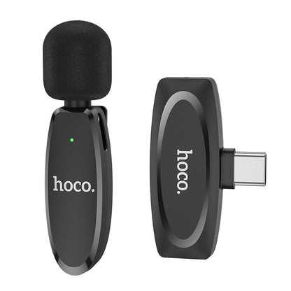 Lavalier Bluetooth HOCO L15, USB-C, preto