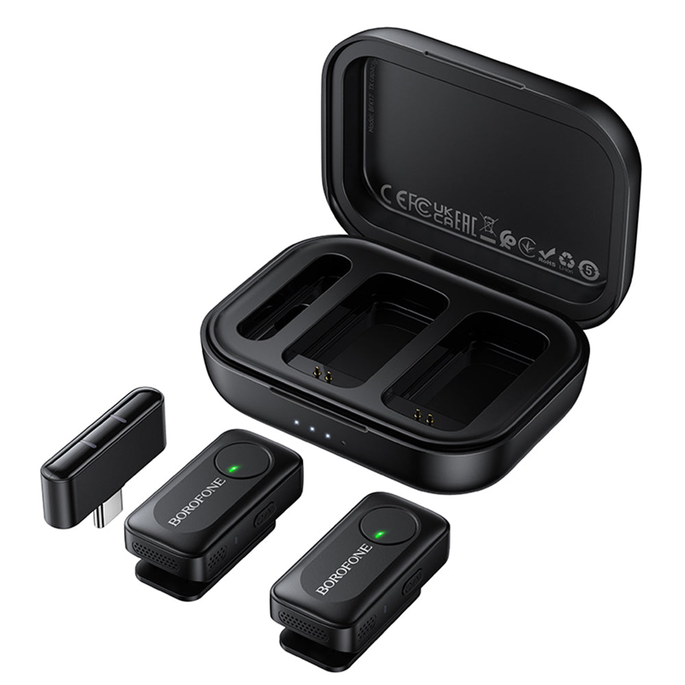 Lavalier Borofone BFK17 Lemai, USB-C, Conjunto de 2 peças, Preto