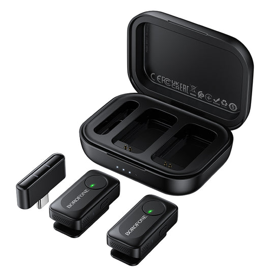 Lavalier Borofone BFK17 Lemai, USB-C, Conjunto de 2 peças, Preto