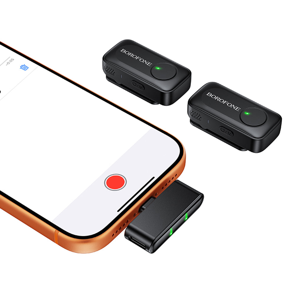 Lavalier Borofone BFK17 Lemai, USB-C, Conjunto de 2 peças, Preto