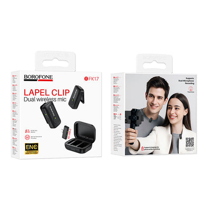 Lavalier Borofone BFK17 Lemai, USB-C, Conjunto de 2 peças, Preto