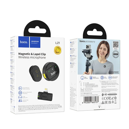 HOCO L21 Lavalier, Lightning, Black