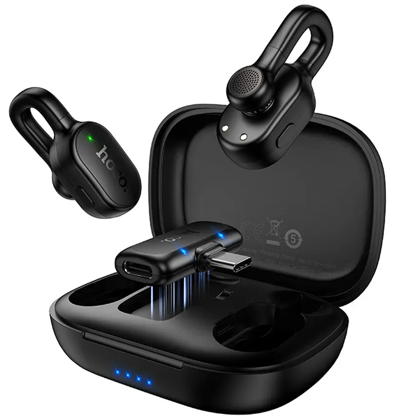 Lavalier HOCO L27, USB-C, Conjunto de 2 peças, Preto