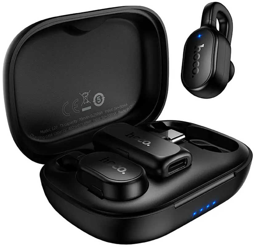 Lavalier HOCO L27, USB-C, Conjunto de 2 peças, Preto