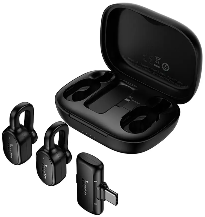 Lavalier HOCO L27, USB-C, Conjunto de 2 peças, Preto