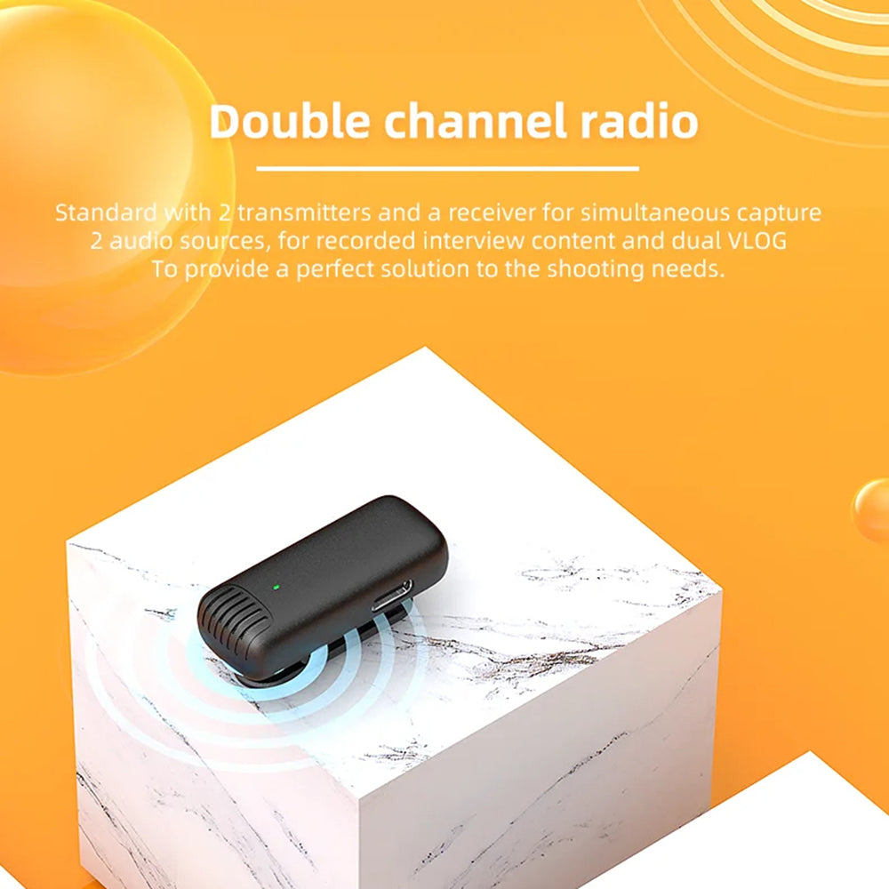 Lavalier Techsuit LW4, USB-C, Conjunto 2 peças, Preto
