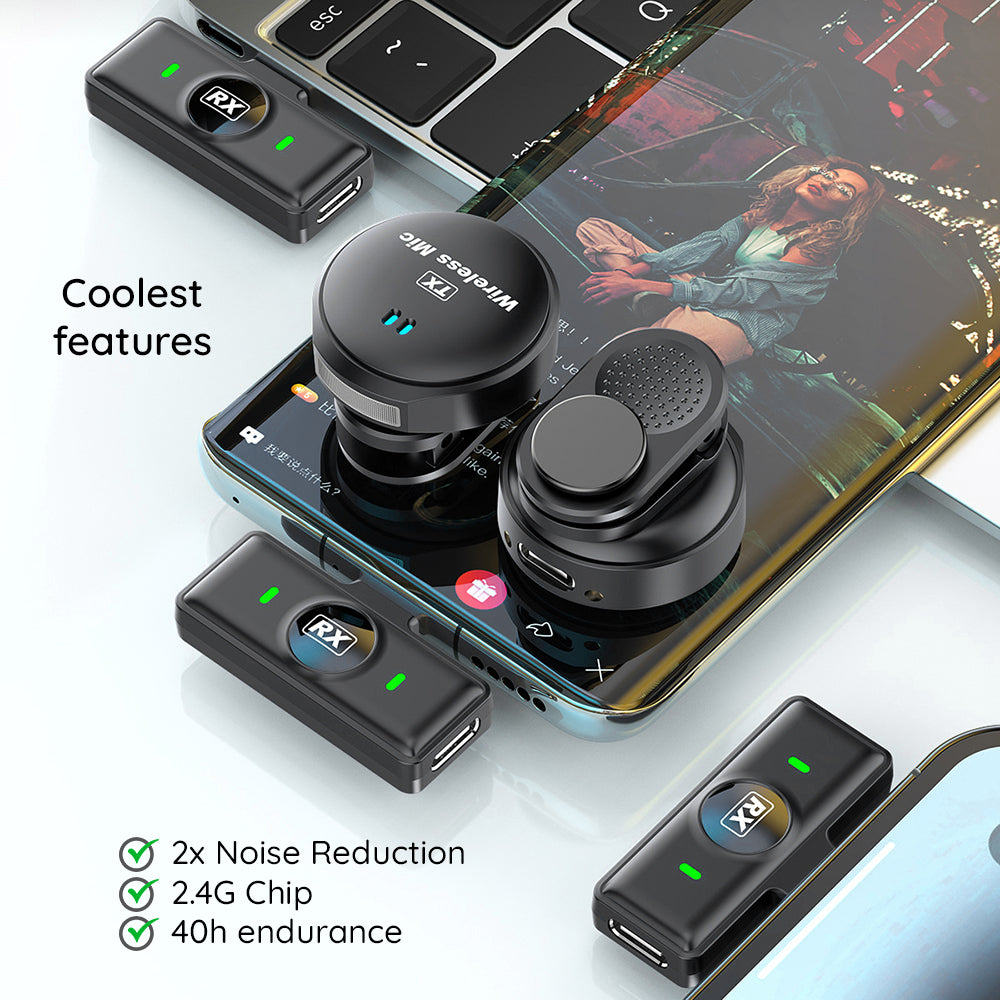 Lavaliera Techsuit LW5, USB-C, Conjunto de 2 peças, Preta