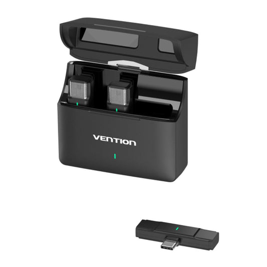 Lavaliera Vention Clip-On, USB-C, Conjunto de 2 peças, Preta