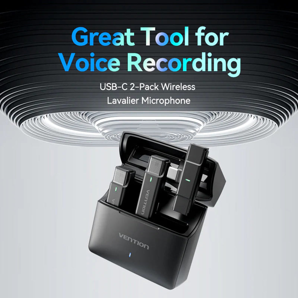 Vention Clip-On Lavalier, USB-C, Set of 2 pieces, Black