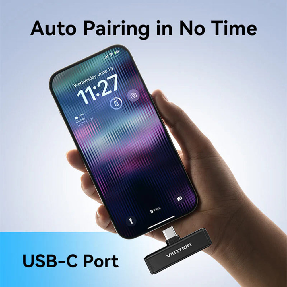 Vention Clip-On Lavalier, USB-C, Set of 2 pieces, Black