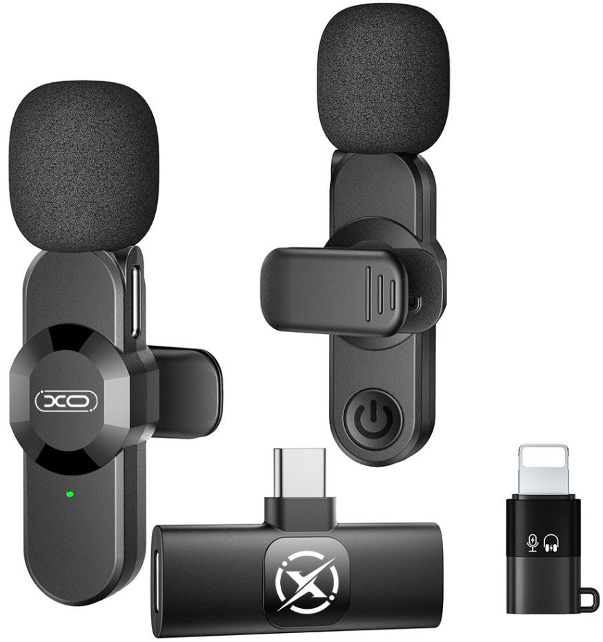 Lavalier XO Design MC14 Dual, USB-C / Lightning, Conjunto de 2 peças, Preto