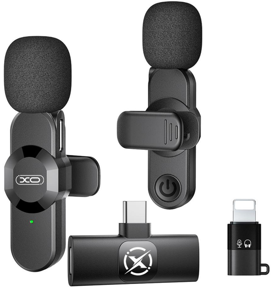 Lavalier XO Design MC14 Dual, USB-C / Lightning, Conjunto de 2 peças, Preto
