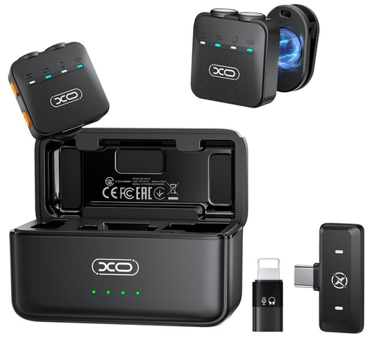 Lavalier XO Design MC15 Dual, USB-C / Lightning, Conjunto de 2 unidades, Preto
