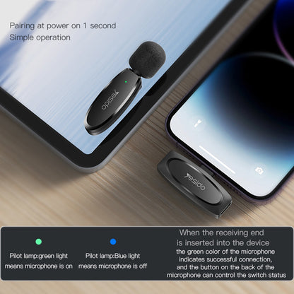 Lavalier Yesido KR15, USB-C / Lightning, Conjunto de 2 peças, Preto