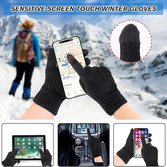 Luvas de Inverno Táteis Senhora Techsuit ST0015, Tamanho 17cm, Pretas