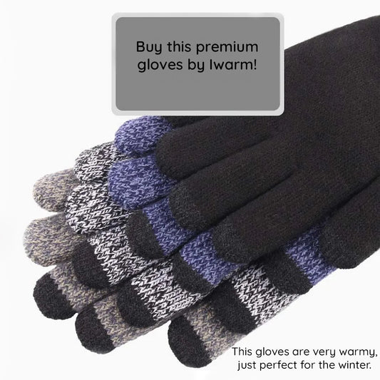 Luvas de Inverno Táteis Iwarm ST0018, Tamanho 23cm, Cinza