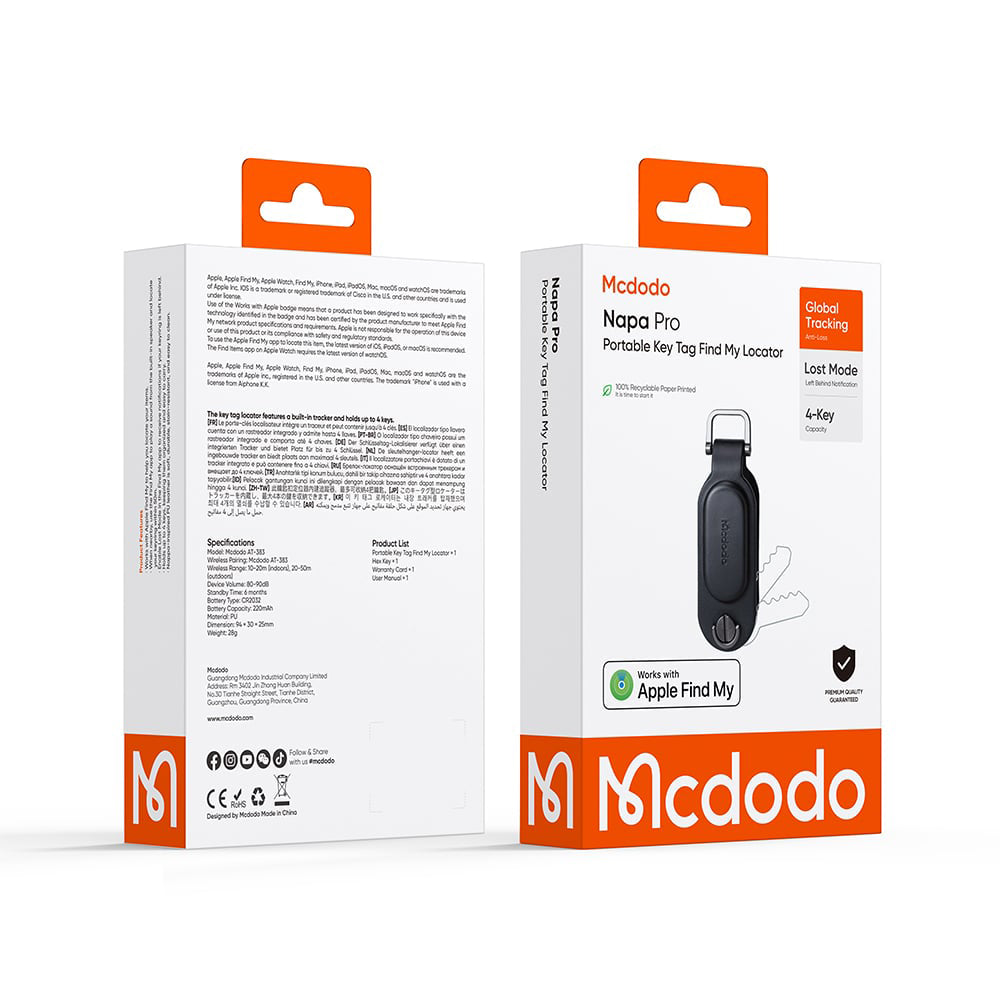 Mcdodo SmartTag Keys Napa Pro AT-3830 for iOS Series, Black