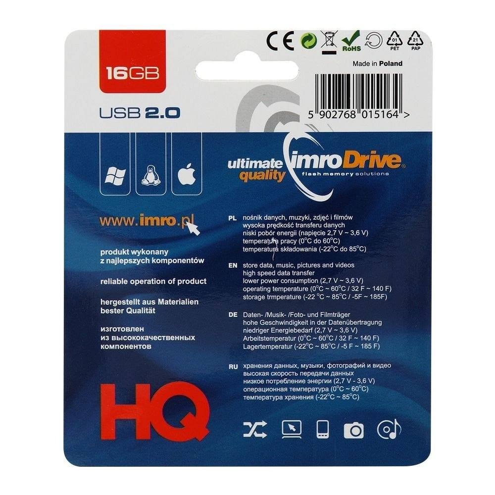 Memória Externa USB-A Imro, 16Gb