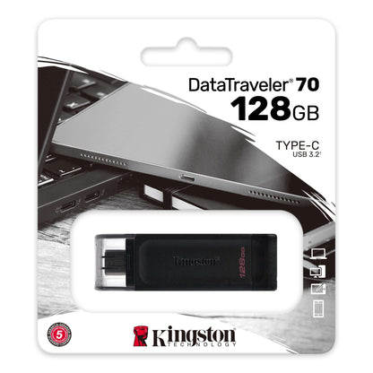 Memória externa USB-C Kingston DT70, 128Gb DT70/128GB