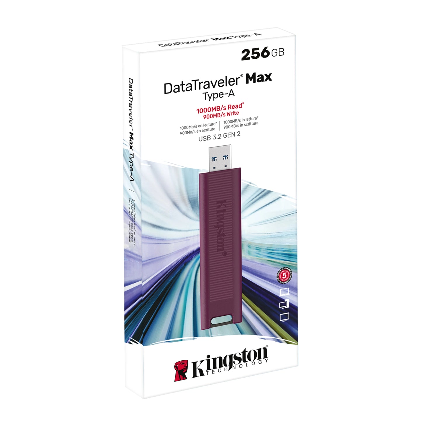 Memória Externa USB-A 3.2 Kingston DT Max, 256Gb DTMAXA/256GB