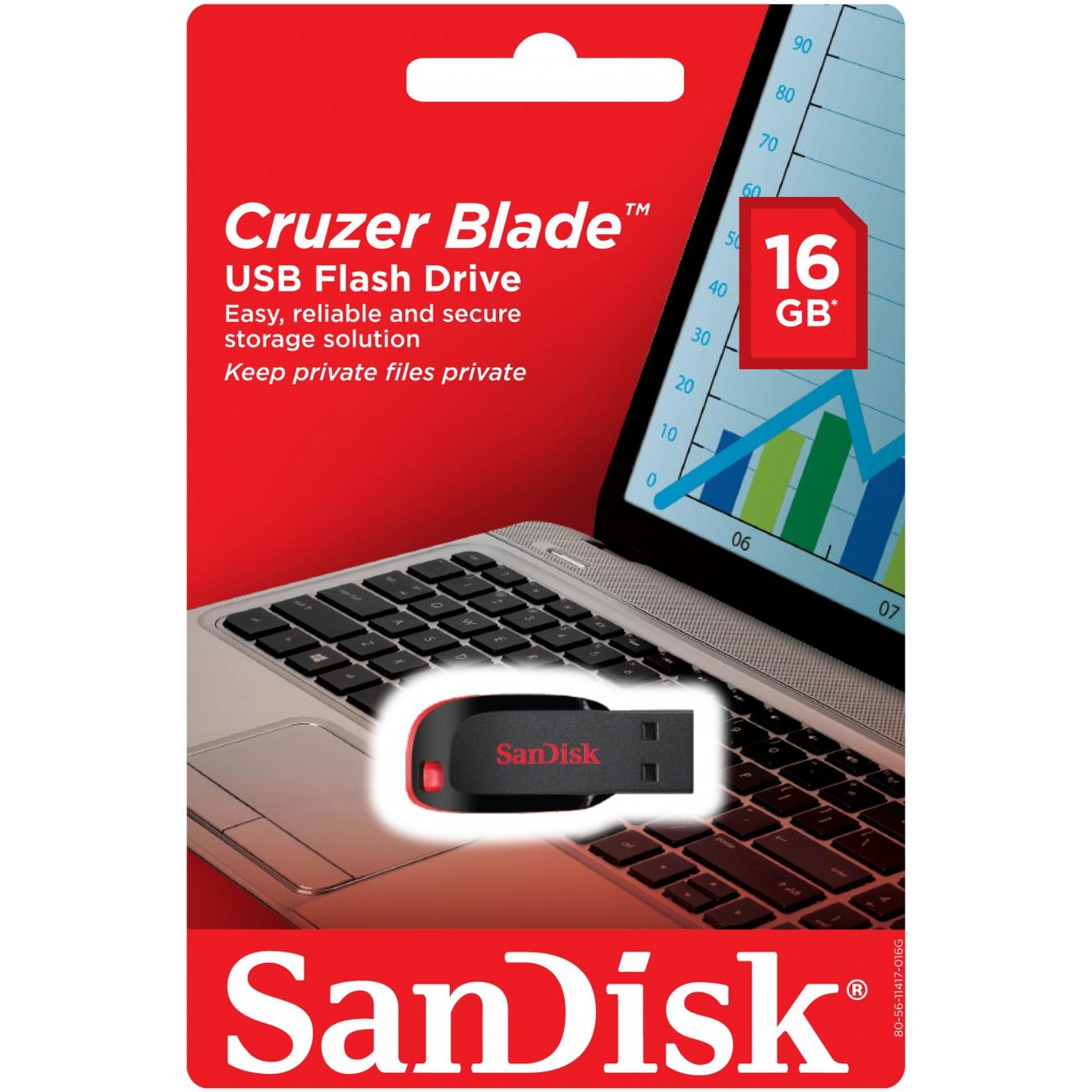 Memória externa USB-A SanDisk Cruzer Blade, 16Gb SDCZ50-016G-B35