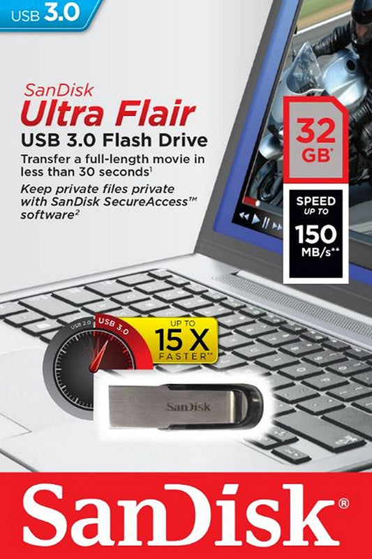 Memória Externa USB-A 3.0 SanDisk Ultra Flair, 32Gb SDCZ73-032G-G46