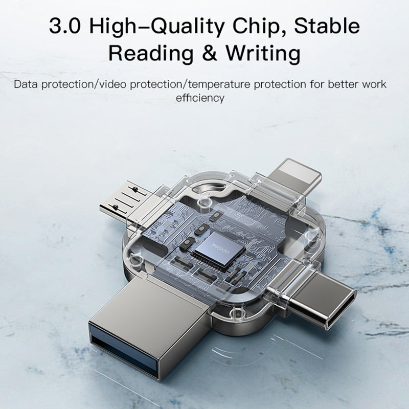 Memória Externa USB-A 3.0 / Lightning / USB-C / microUSB Yesido FL15, 64Gb