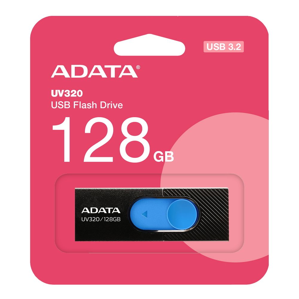 Memória externa USB-A 3.2 Adata UV320, 128Gb AUV320-128G-RBKBL 