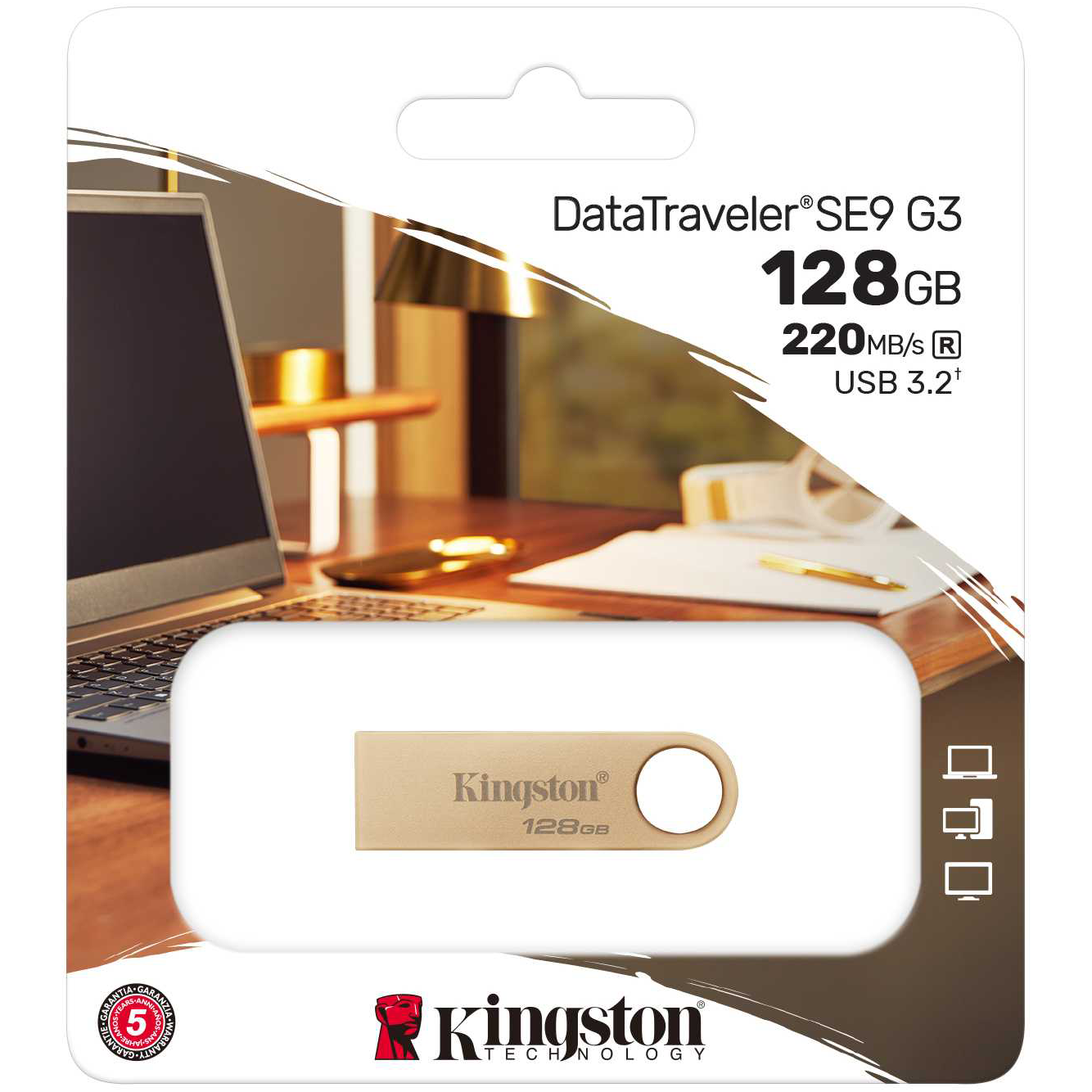 Memória externa USB-A 3.2 Kingston DT SE9 G3, 128Gb DTSE9G3/128GB 