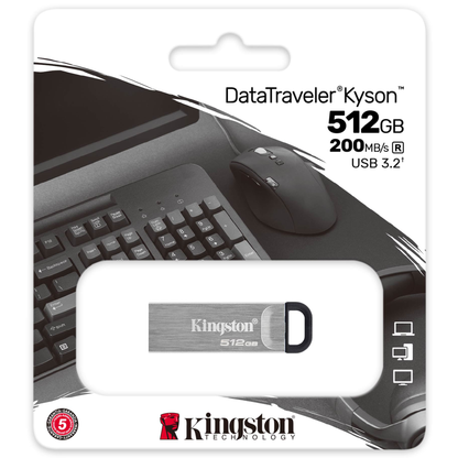 Memória Externa USB-A 3.2 Kingston DT Kyson, 512Gb DTKN/512GB