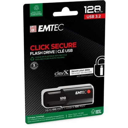Memória Externa USB-A 3.2 Emtec B120 Click Secure, 128Gb ECMMD128GB123