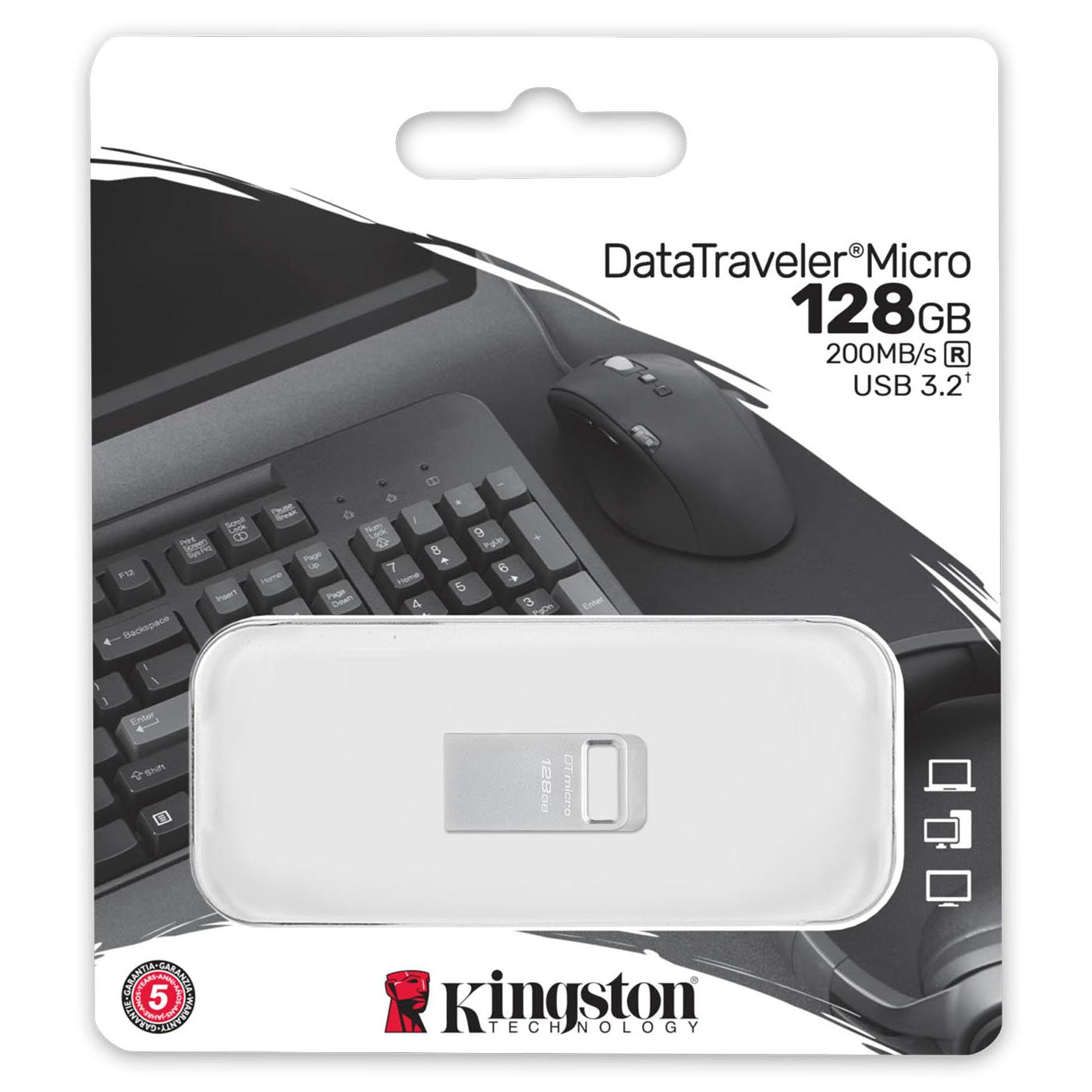 Memória externa Micro G2 USB-A 3.2 da Kingston USB-A 3.2, 128Gb DTMC3G2/128GB 