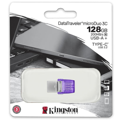 Memória externa USB-A 3.2 / USB-C Kingston microDuo 3C, 128Gb DTDUO3CG3/128GB 