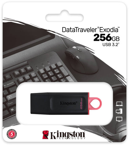 Memória Externa USB-A 3.2 Kingston DT Exodia, 256Gb DTX/256GB