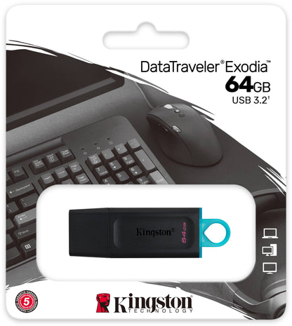 Memória Externa USB-A 3.2 Kingston DT Exodia, 64Gb DTX/64GB