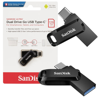Memória Externa USB-A 3.2 / USB-C SanDisk Ultra Dual Go, 128Gb SDDDC3-128G-G46