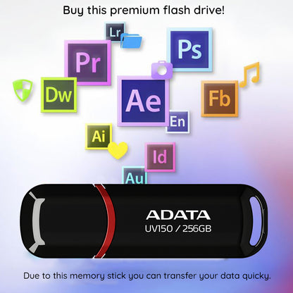 Memória Externa USB-A 3.2 Adata UV150, 128 GB AUV150-128G-RBK