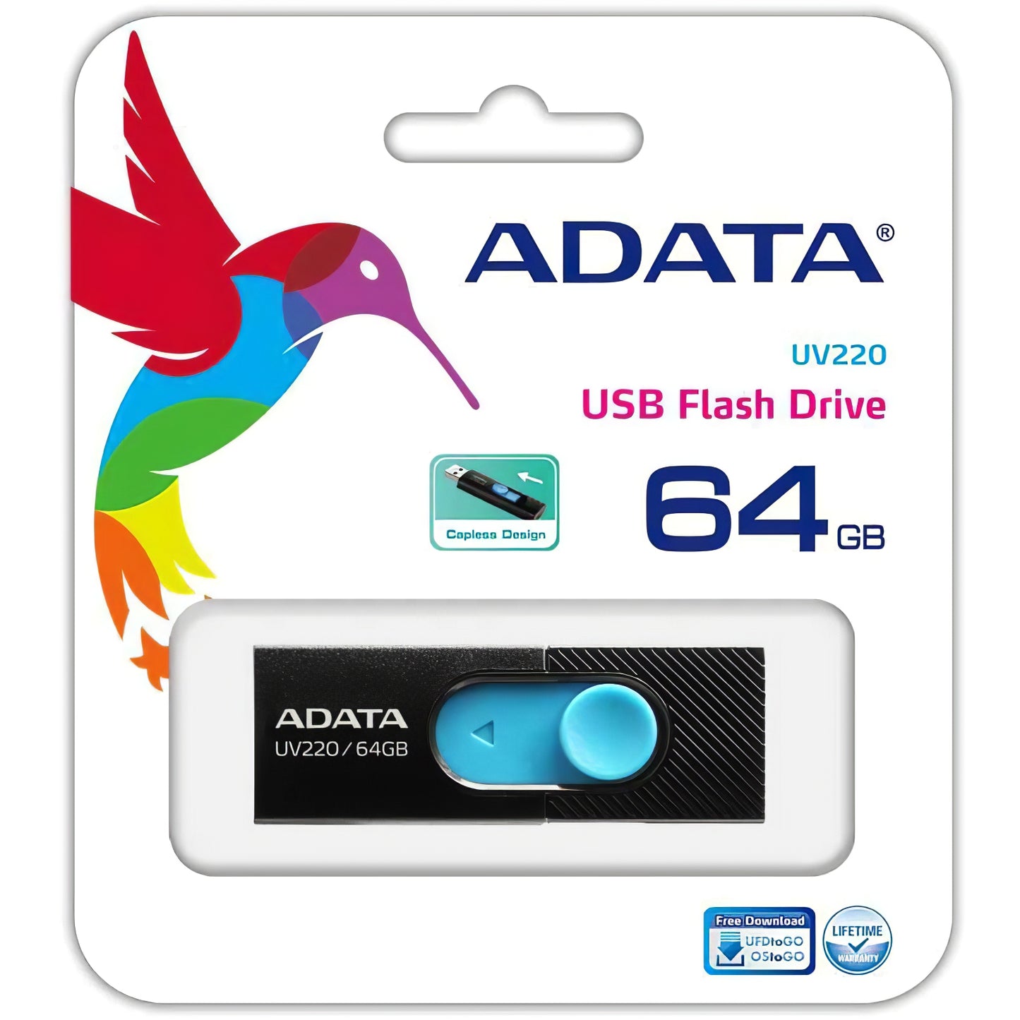 Memória externa USB-A Adata UV220, 64 Gb AUV220-64G-RBKBL 