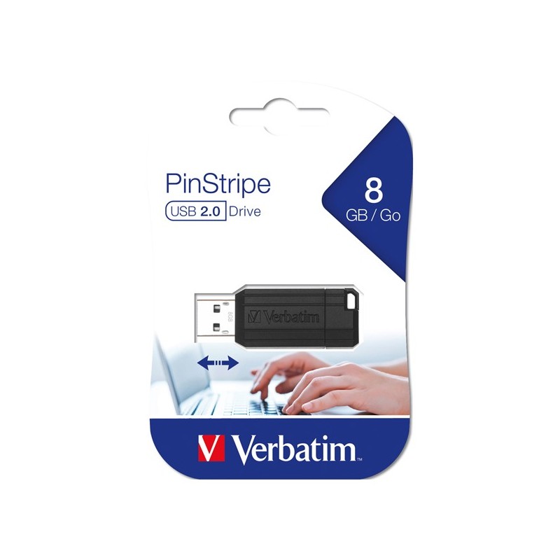 Memória Externa USB-A Verbatim PenDrive Pinstripe, 8Gb