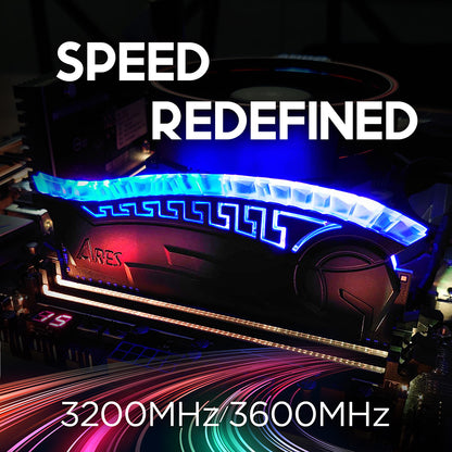 Memória RAM Dato Ares Armor, DDR4, RGB, 8GB, 3200Mhz, CL16, Preta