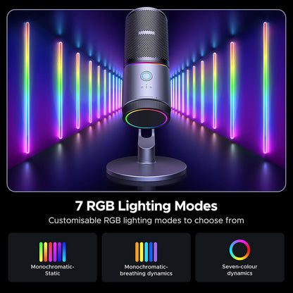 Microfone Cardioide UGREEN CM769 (35629), RGB, USB-A, 2m, Preto