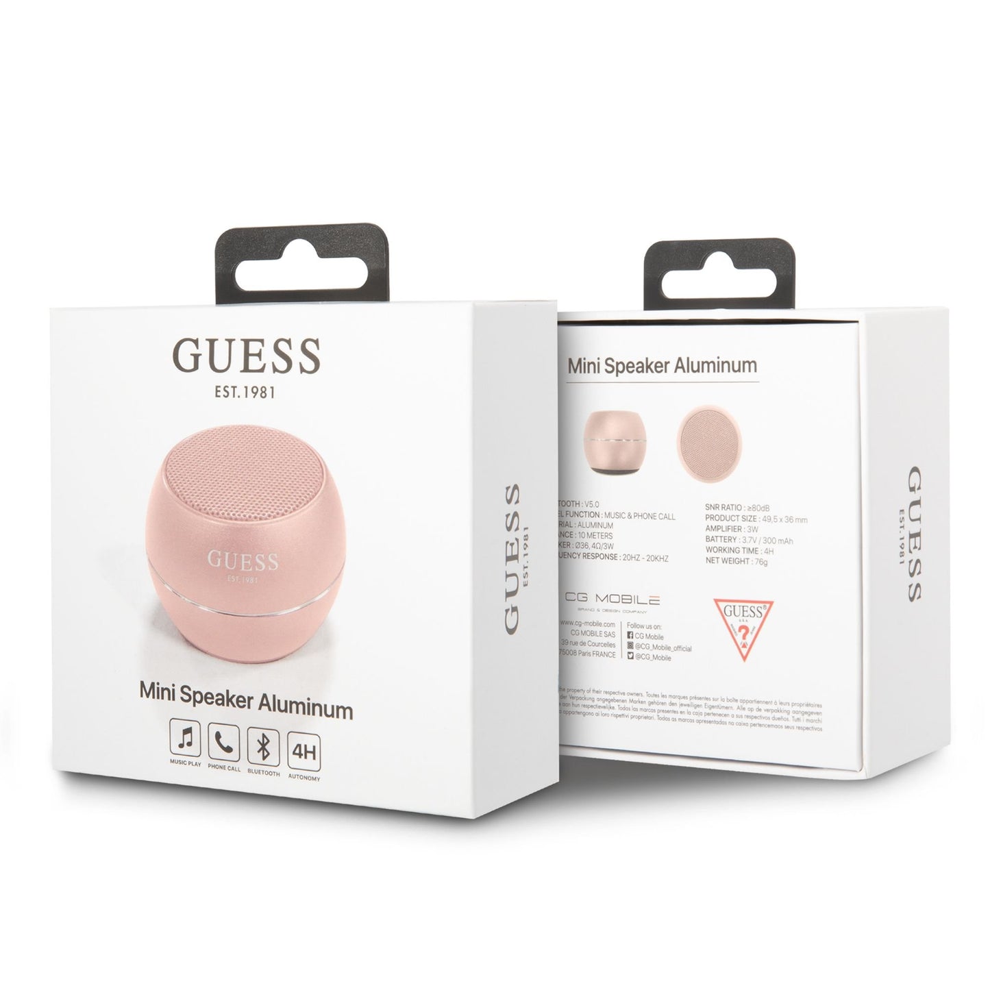 Coluna Portátil Bluetooth Guess, 3W, Rosa