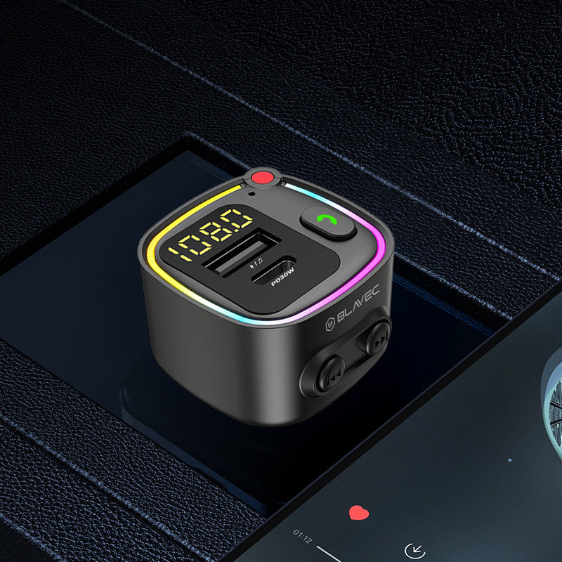 Modulador FM Bluetooth Blavec Flash TR-02, 1 x USB-A - 1 x USB-C