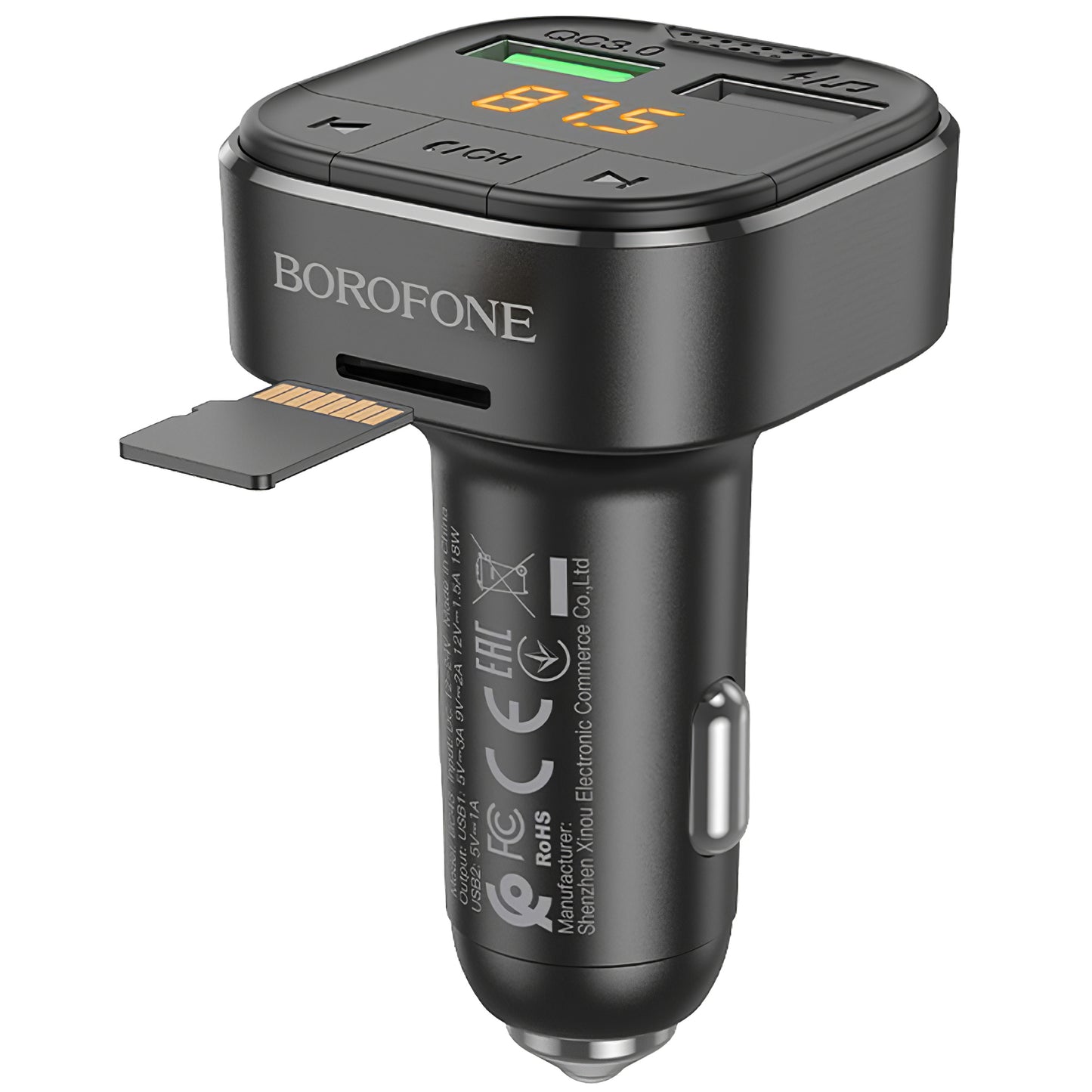 Modulador FM Bluetooth Borofone BC43 Flash, 2 x USB-A - 1 x microSD
