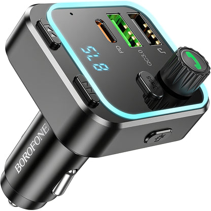 Modulador FM Bluetooth BC53 Highway, 2 x USB-A - 1 x USB-C 