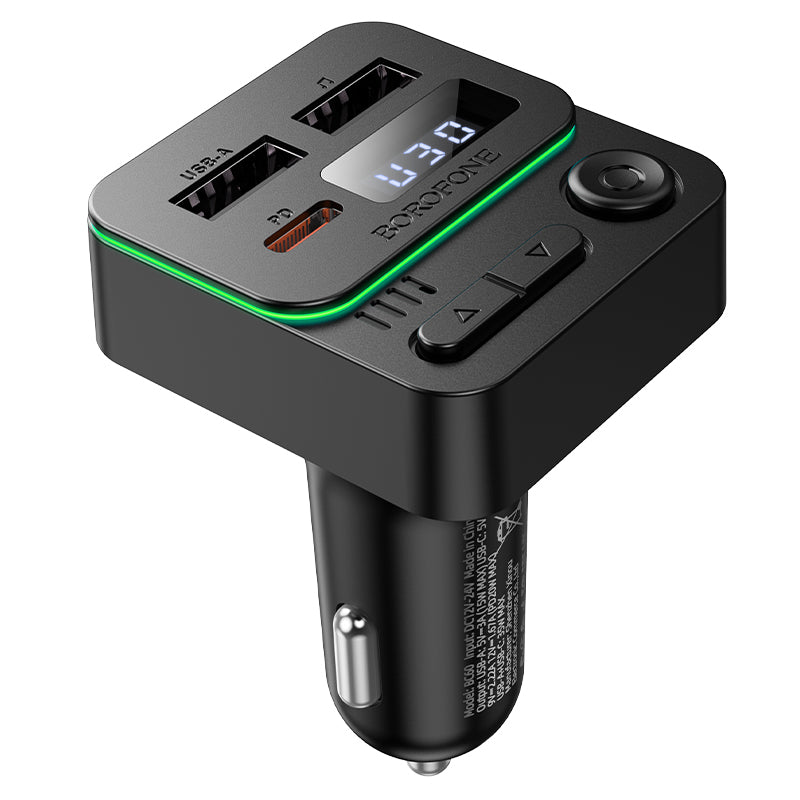 Modulador FM Bluetooth Borofone BC60 Hero, 2 x USB-A - 1 x USB-C
