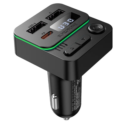 Modulador FM Bluetooth Borofone BC60 Hero, 2 x USB-A - 1 x USB-C