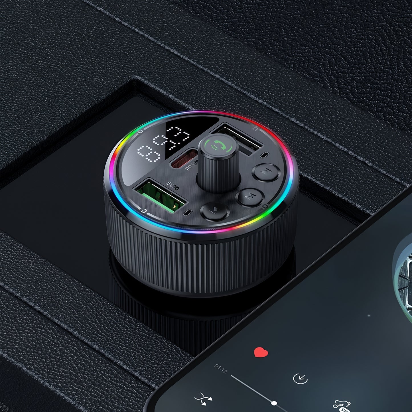 Modulador FM Bluetooth HOCO E82, 2 x USB-A - 1 x USB-C