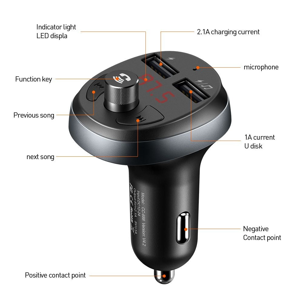 McDodo Bluetooth FM Modulator, 2 x USB-A